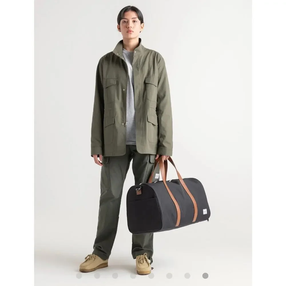 Herschel Supply Company Navy Duffel Bag with Brown Leather Straps